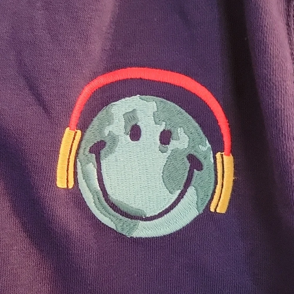 Gap navy smiley world with head phones hooded zipper sweatshirt xxl